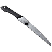 Discover the versatile Gomboy Medium-Tooth Folding Silky Saw for pruning, carpentry, and on-the-go tasks. Enjoy smooth, quick cuts with its hollow ground blades and rust prevention. Conveniently store it in the hinged carrying case. Experience superior grip, even in wet conditions, thanks to the special Gom rubber formula. Visit Mower City Albury today! 4