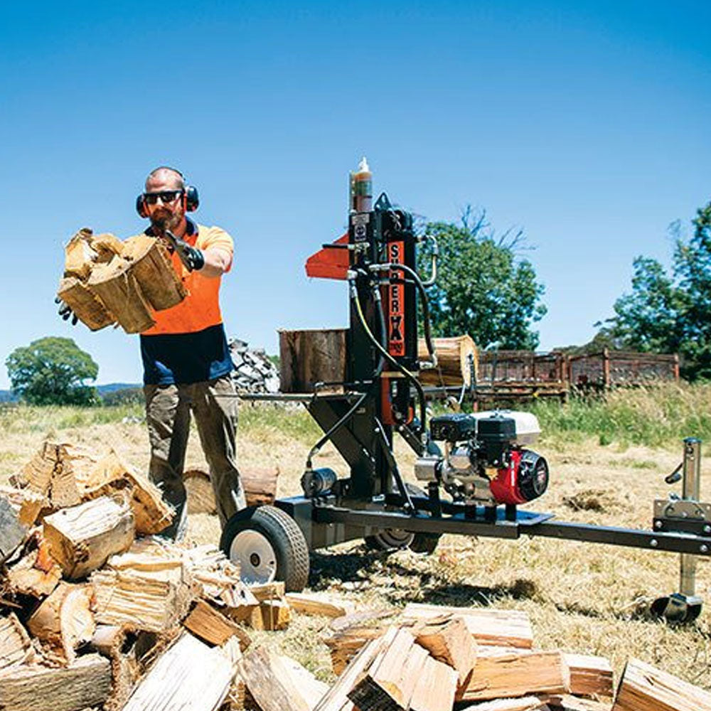 SuperX 3100 Wood Splitter - for small farms or households, it's the ultimate solution for splitting firewood easily. Featuring a genuine 6hp Honda engine and innovative design, it effortlessly splits Australian hardwood. It is covered by a 2-year warranty for added peace of mind. Purchase at Mower City - Albury Wodonga.  inaction2